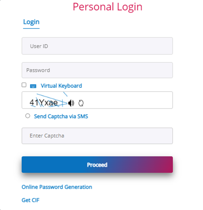 Central Bank of India Login Page